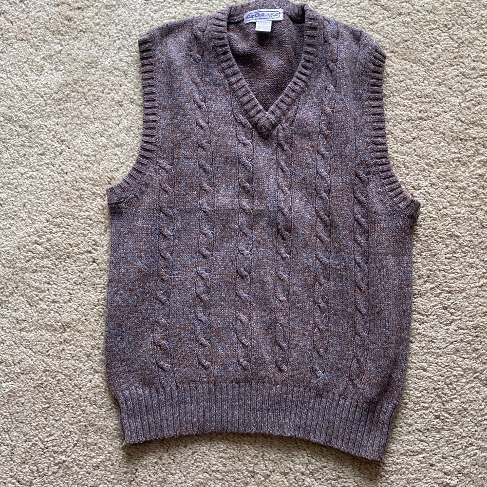 Women’s Vintage Old Gap Clothing Co. Label Brown & Blue Winter Knit Sweater Vest